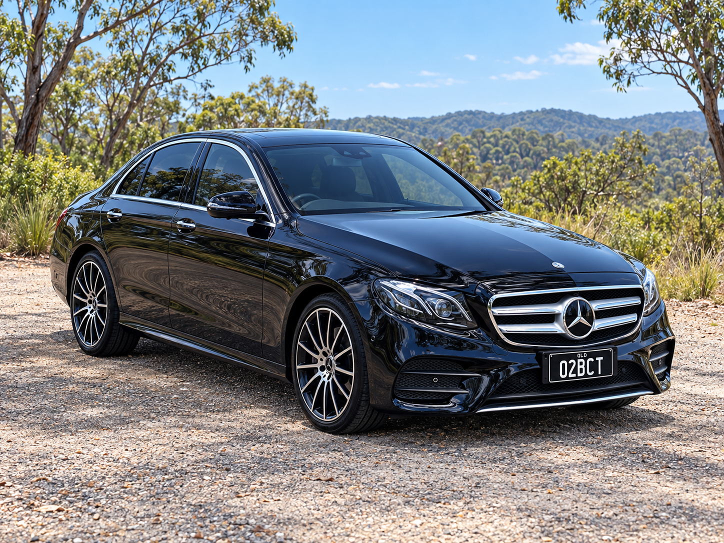 Black Mercedes-Benz E-Class sedan