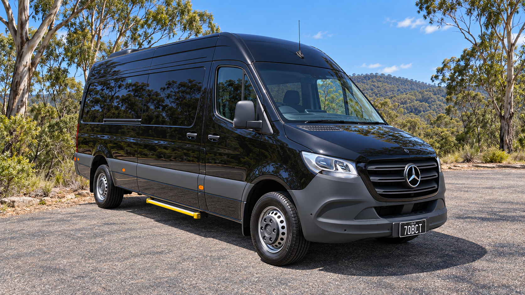 Black Mercedes-Benz Sprinter minibus